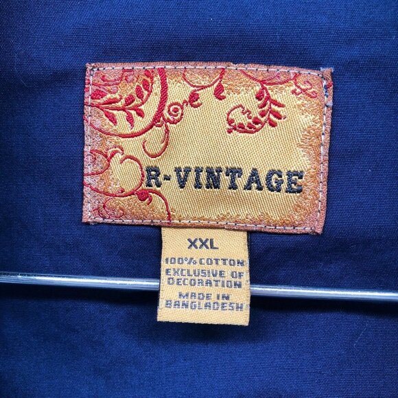 R-Vintage Mens Western Pearl Snap Button Embroidered Shirt Size XXL Blue Cowboy - Picture 7 of 9